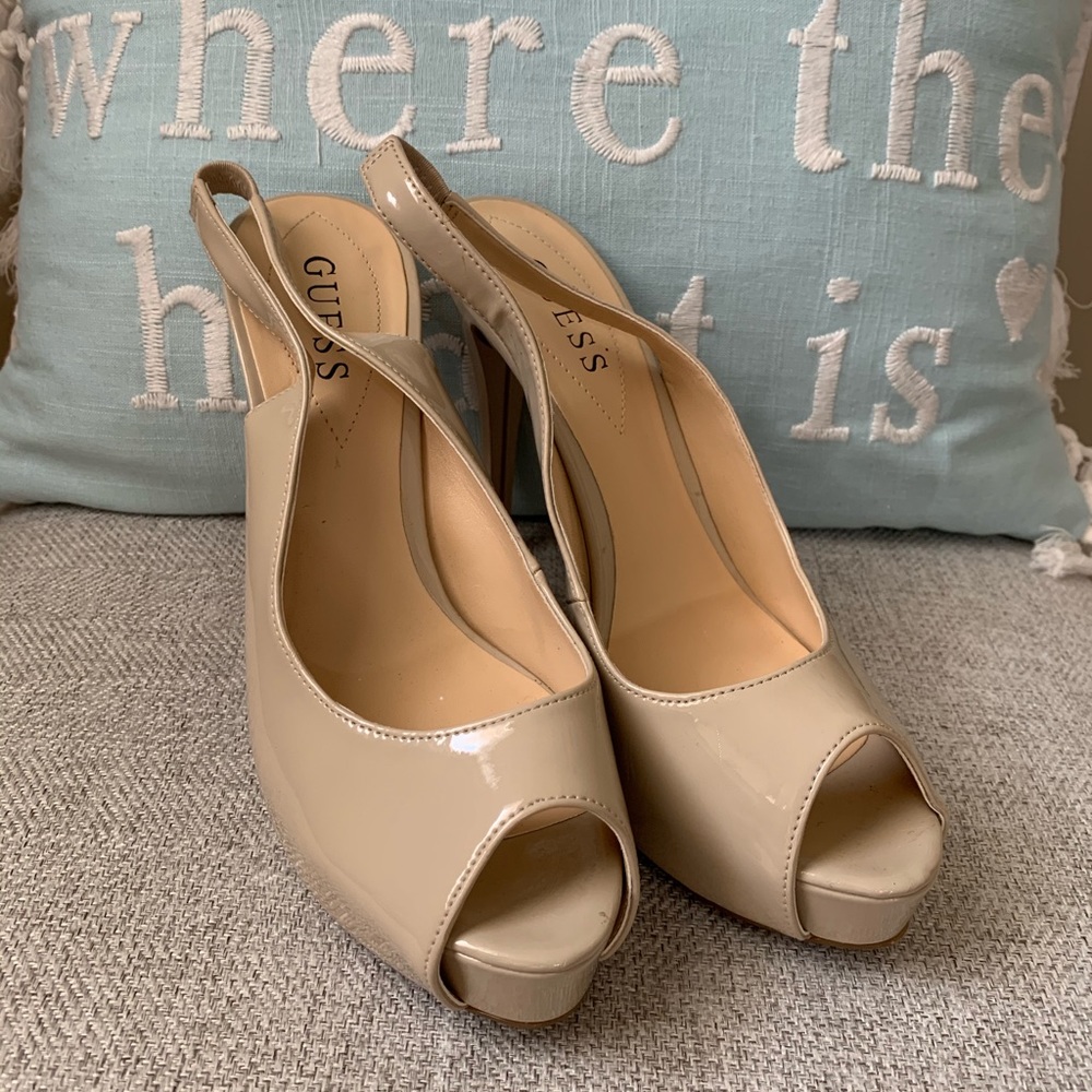 Guess Beige Peep Toe Heel